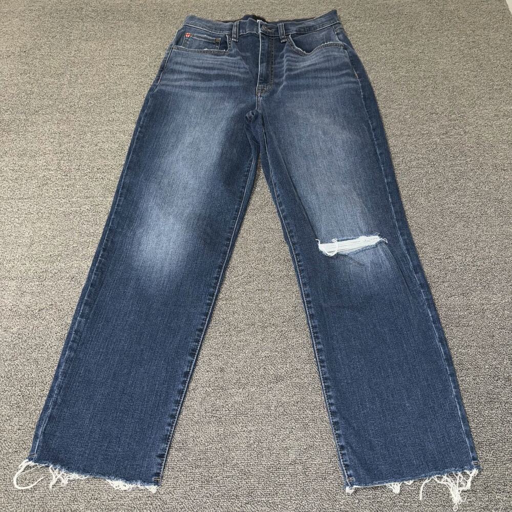 Hudson Ankle Jeans Womens 26 Blue Denim High Rise Medium Wash Distressed Raw Hem